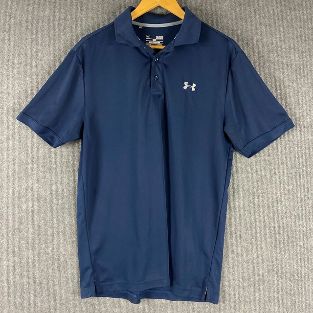 UNDER ARMOUR POLO Shirt Mens Medium Blue Rugby Collared Loose