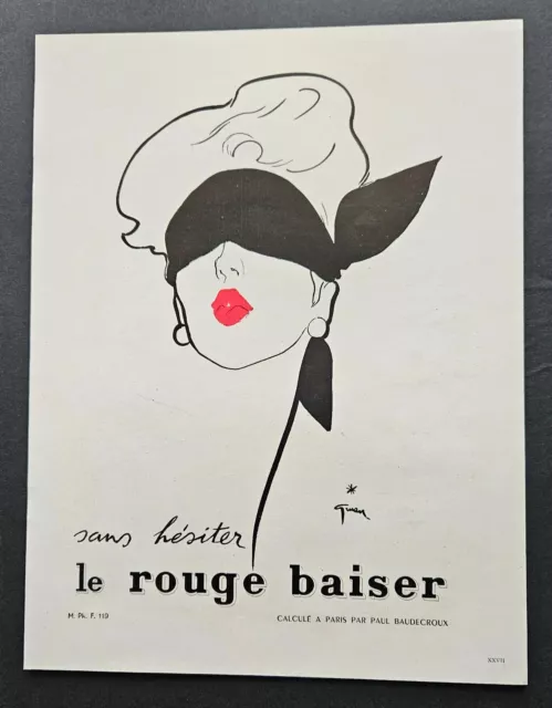 ROUGE BAISER / GRUAU  - PUBLICITE 1949  Print AD  - AD 2026