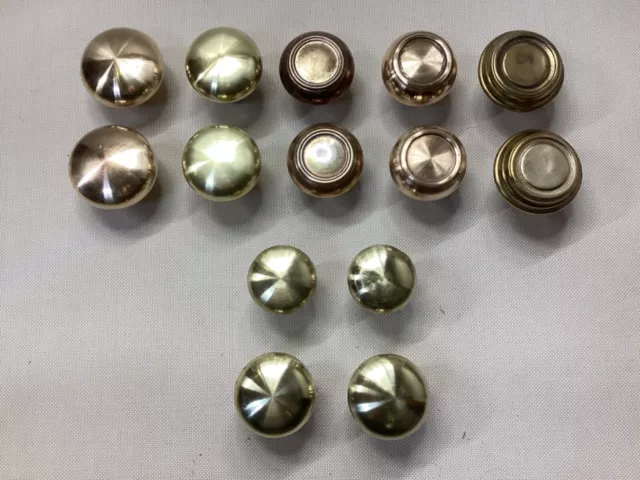 Lot Of 14 Vintage Solid Brass Door Knobs Reclaimed Salvage NO Other Hardware