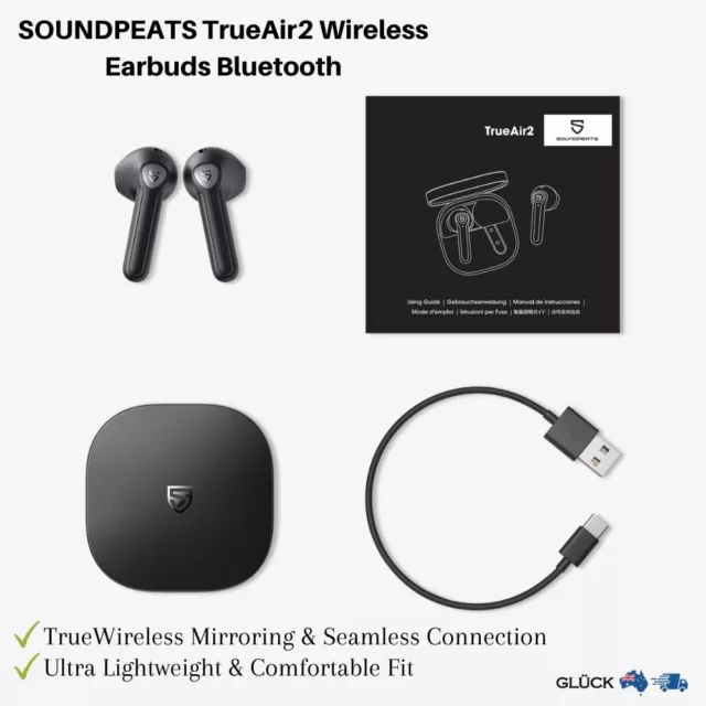 SoundPEATS TrueAir2 Wireless Earbuds Earphone Bluetooth V5.2, 4 Color Choices