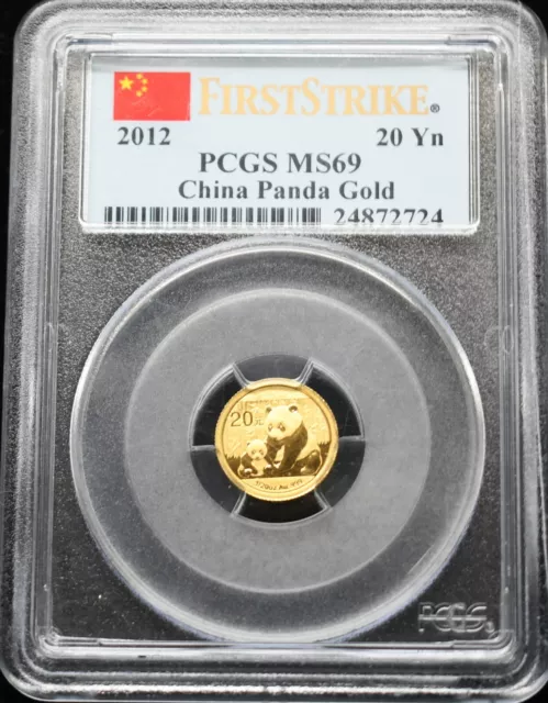 2012 China Gold Panda 1/20 oz 20 Yuan - PCGS MS69 First Strike #K335
