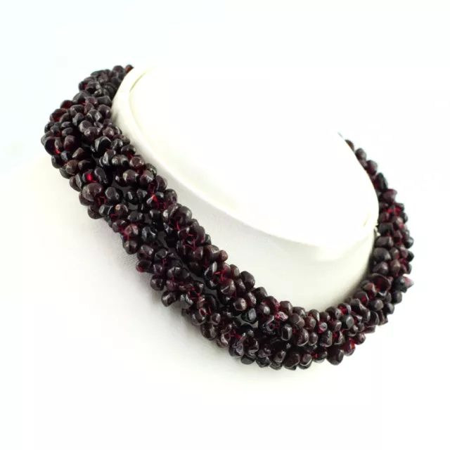 451 Cts Natural Braided Red Garnet Beaded Womens Necklace Jewelry JK 30E416