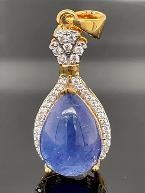 Jewelry Hunting Pendant 925/- Silver Gold Plated With Tansanite Aaa &Zircon