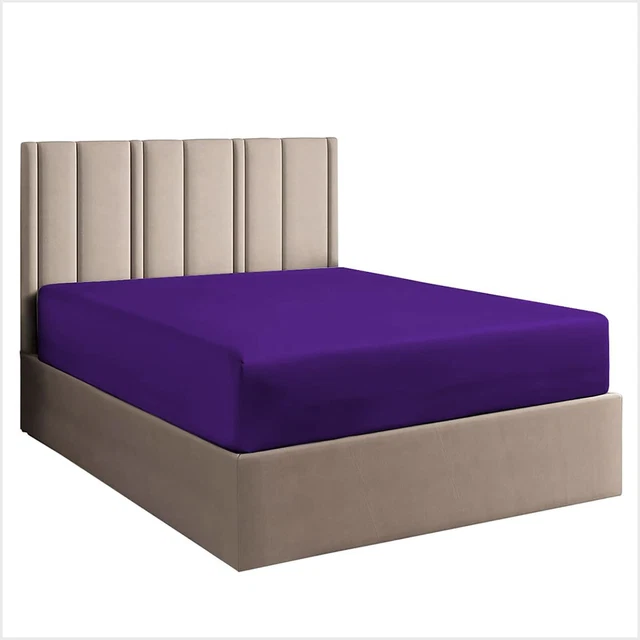 1 PC Fitted Sheet-15 Inch Deep Pocket 100% Cotton Purple Queen,King,Cal King