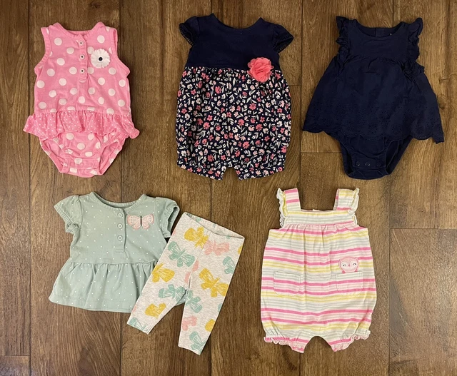 Carters Baby Girl Summer Clothes Lot 3 Mo Rompers Shirts Pants Outfits Butterfly