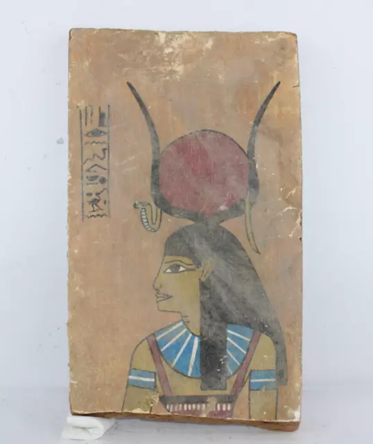 RARO ANTIGUO EGIPCIO ANTIGUO ISIS Hathor Wood Stella Stela (EGYCOM)