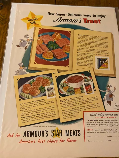 Vintage 1940 Armour's Star Meats ad