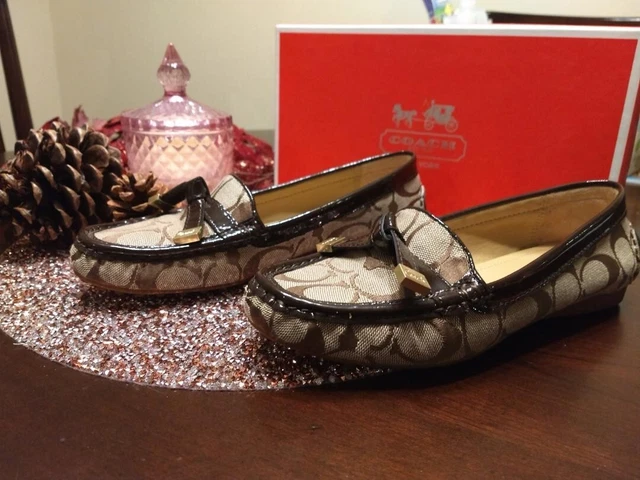 Coach Frida Loafers Khaki/Chestnut Sz 6 US