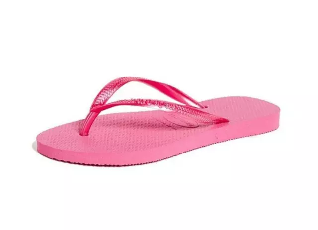 NEW Havaianas Women's Slim Shocking Pink Flip Flops (Size 11-12)