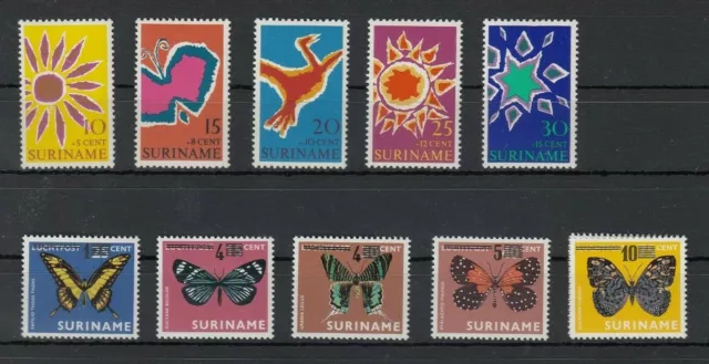 SURINAM, 1970/77 Ostern 570-74, Schmetterlinge mit Aufdruck 799-803 **, (30011)