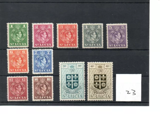 St Lucia- George V1 (23) 1949 - Definitives  11 values - mint SG Cat £36