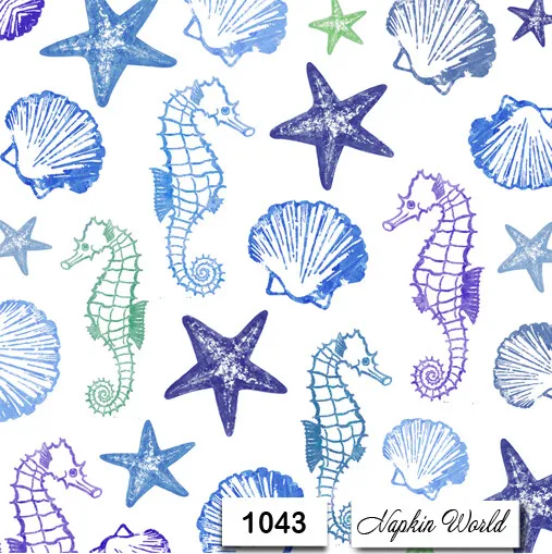 (1043) TWO Individual Paper LUNCHEON Decoupage Napkins - OCEAN ANIMALS SEA LIFE