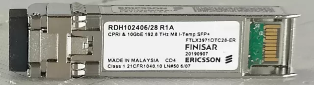 Ericsson RDH102406/28 R1A CPRI & 10GbE 192.8 THz M8 I-Temp SFP+ CRTUAEYLAA