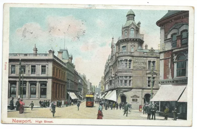 WALES - NEWPORT, HIGH STREET  1911 Postcard