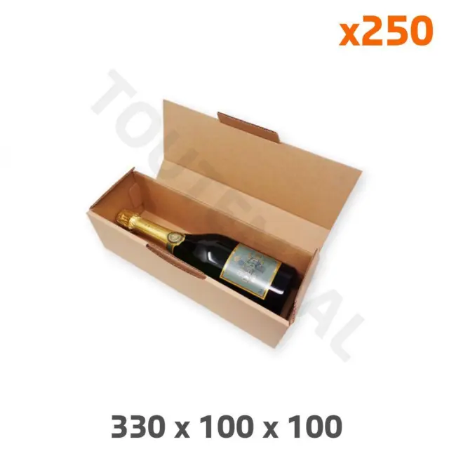 Boîtes en carton brun format 1 bouteille Champagne 330 x 100 x 100 mm (par 250)