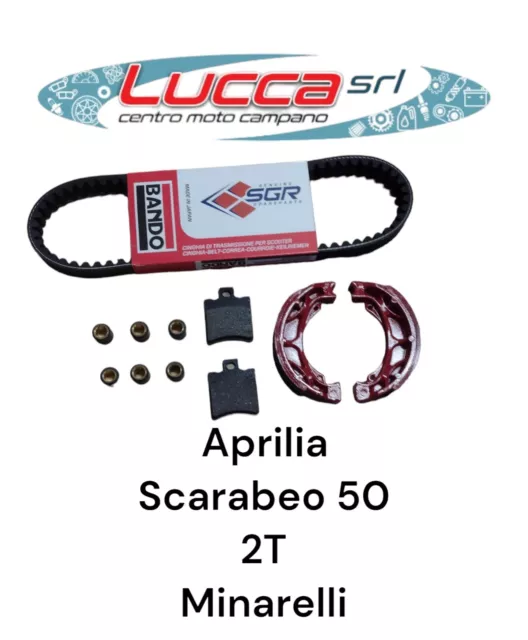 Kit Tagliando Cinghia Rulli Pastiglie Ganasce Aprilia Scarabeo 50 2T Minarelli