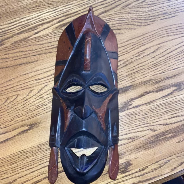 African Wood Tribal Mask Ethnic Folk Art Wall Hanging Made in Kenya