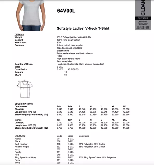 Gildan Softstyle Ladies V-Neck T-Shirt Casual Plain Soft Cotton Jersey Tee Shirt 3