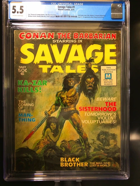 Savage Tales #1 Marvel 1971 CGC 5.5 Origin 1st App Man-Thing Bronze AGE HUGE KEY
