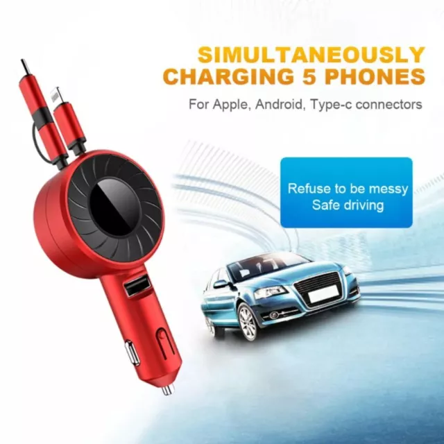 Retractable Retractable Car Charger Car Fast Charger Adapter  Phone