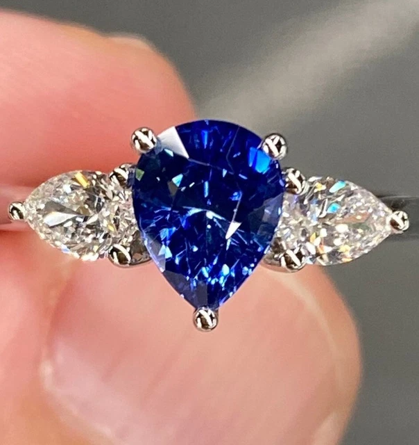 VERO DIAMANTE 0.50 KT Donna Fidanzamento Anello Tutte le Misure Zaffiro Blu  950 EUR 1.527,27 - PicClick IT