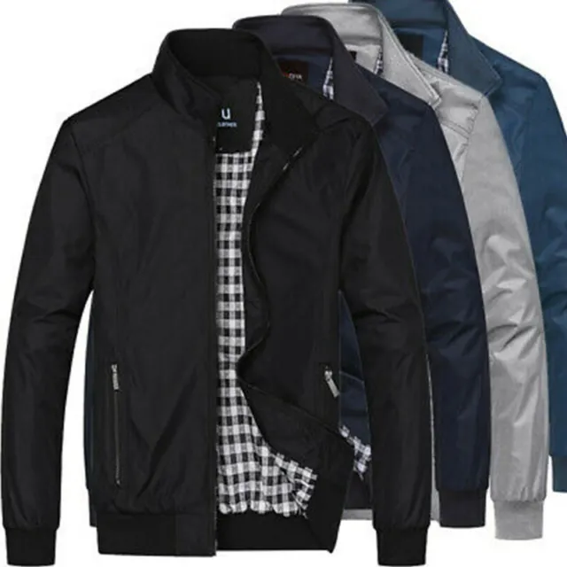 Mens Jacket Summer Lightweight Bomber Coat Casual Outfit Tops Outerwear M-3XL