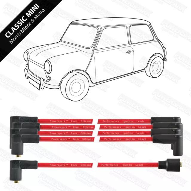 Conductores HT RED Classic Mini 8 mm rendimiento para pista de carretera y rally hechos en el Reino Unido