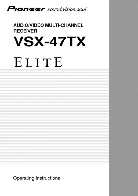 Pioneer VSX-47TX Receiver Owners Manual