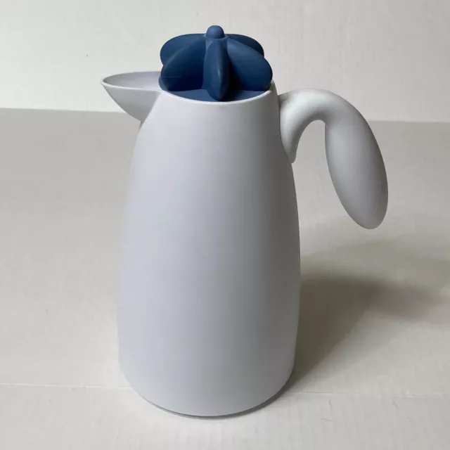 Michael Graves Thermal Carafe Modern Retro Design Pitcher White W/ Blue Lid