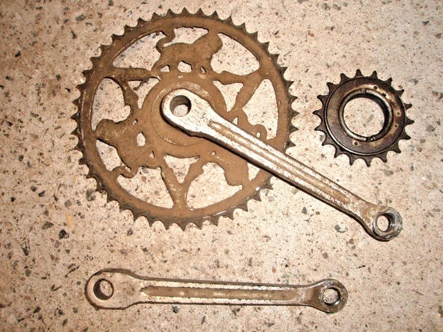 Pédalier Manivelles Vélo Ancien 46 Dents – Plateau Acier, Look Rétro