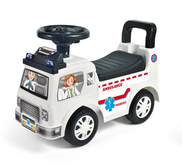 Ambulance Jouet Friction Generico – 19 Cm, Lumières LED, Sirènes Réalistes, Mouvement D'inertie – Dès 3 Ans