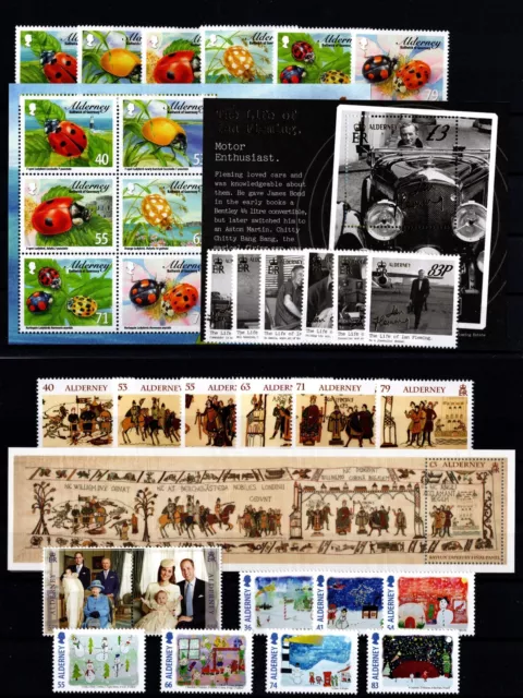 Alderney 2014 Complete Year Set Commemoratives  5 Sets + 3 Minisheets  Mnh