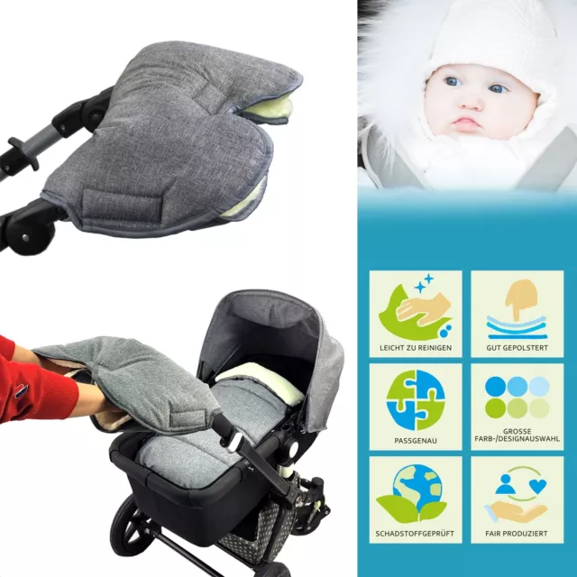 BAMBINIWELT Handschuhe MUFF Handwärmer Handmuff Kinderwagen D-GRAU MELIERT