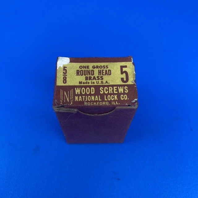 National Lock Co. NOS Vintage Round Head Wood Screws Brass Gross 5/8