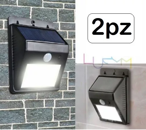 2x Faro Lampada Solare Da Esterno Giardino Faretto Fotovoltaico Sensore 20 LED