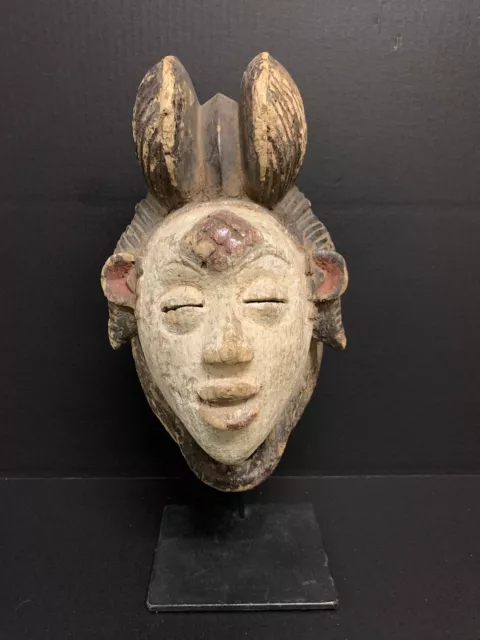African Art Punu Mask With Stand