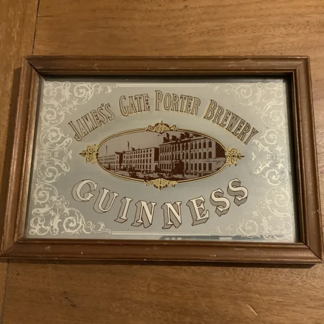 James Gate Porter Brewery Guinness Mirror Framed Man Cave Bar Vintage Rare 13x9