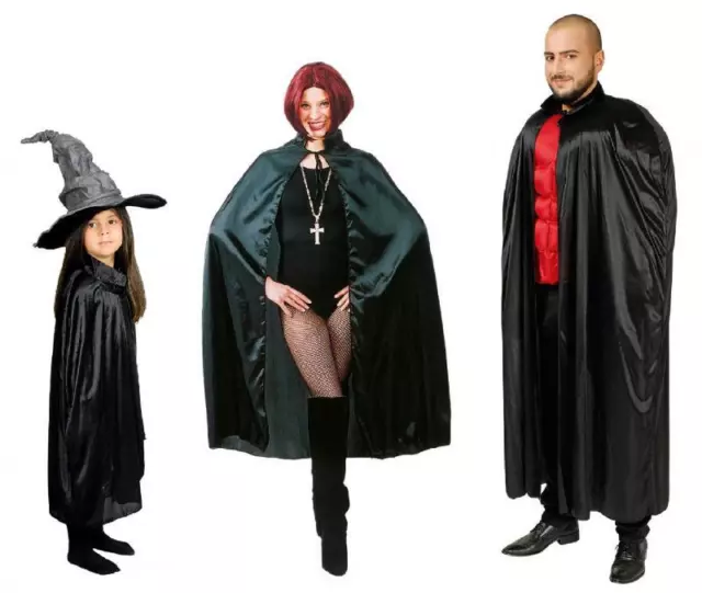 Umhang Kinder Damen Herren Kostüm Dracula Hexe Vampir Cape Hexen Kleid Halloween