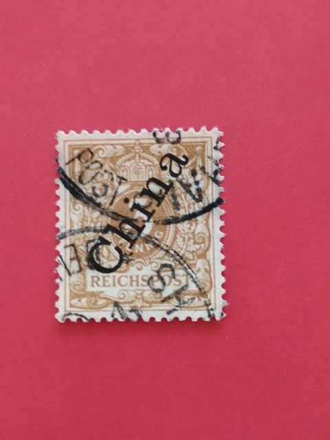 Briefmarken Dt. Post China 1898 Mi 1II steiler Aufdruck gestempelt
