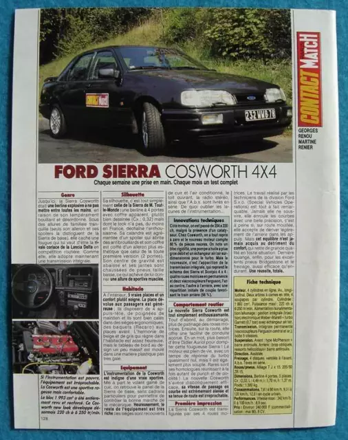 Publicité Papier - Voiture Ford Sierra Cosworth 4x4 De 1990