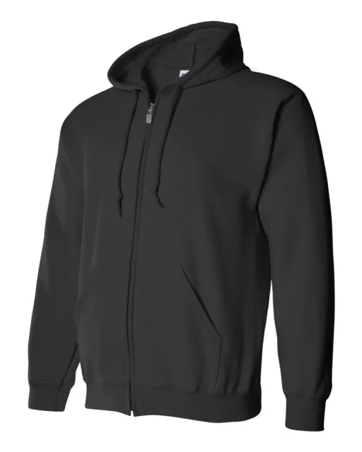 Gildan BLACK Zip Hoodie Heavy Blend Full Zip Hooded Sweatshirt Jumper Size S-5XL