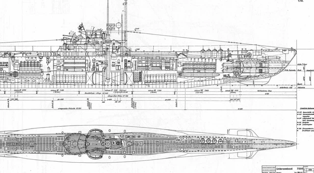 U BOAT VII PLANS BLUEPRINTS RARE detail set WW2 Period WOLF PACK ...