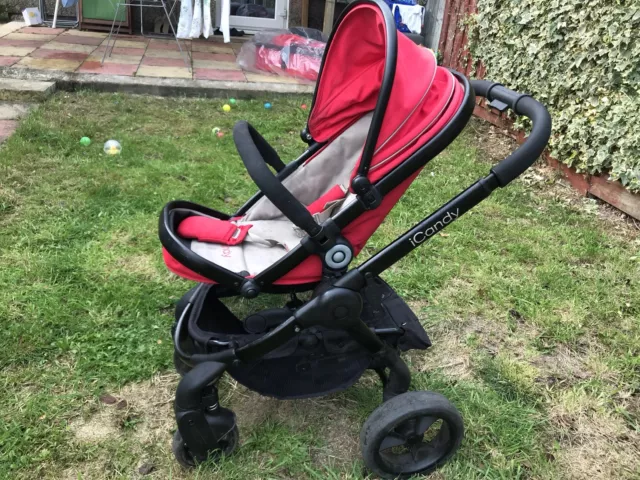iCandy peach 3 Red Pushchair Pram travel system Carrycot Maxi-Cosi Baby Car Seat