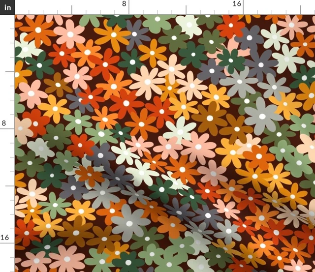 70S Flower Daisy Field Colors Retro Rainbow Spoonflower Fabric by the Yard