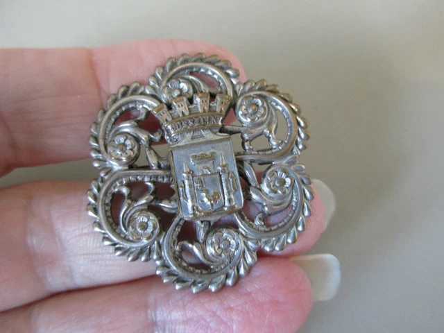 Spilla Art Nouveau Grigio Cenere Con Strass E Cristalli – Gioiello Vintage In Argento - 2