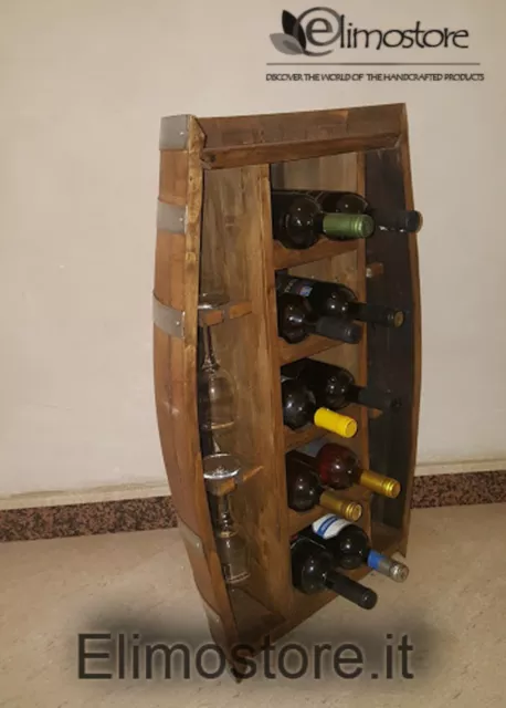 Mini étagère en forme de tonneau de vin - Avec support pour bouteille de vin 3