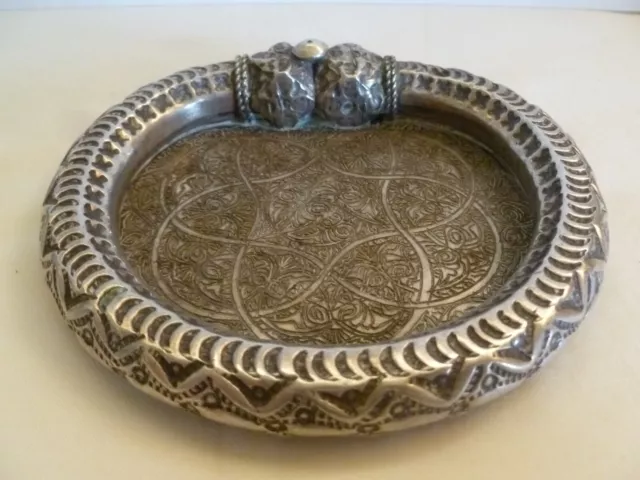 Antique Egyptian  Egypt 800 Silver Ashtray / Bowl / Dish  Made From A  Bracelet