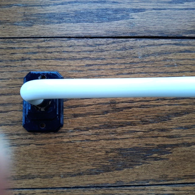 Vintage Bath Kitchen Antique Towel Bar White Milkglass 15" Rod Metal Brackets 3