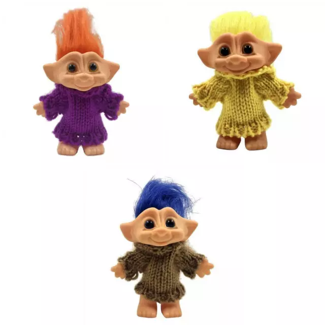 3 X 4 Pollici Vintage Piccole Bambole Troll Capelli Colorati Figure Giocattoli