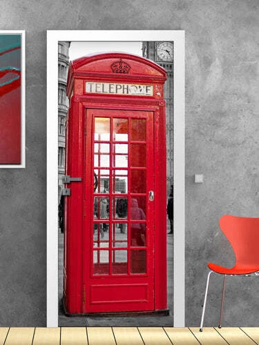 Decorazione adesiva Porta Cabina telefonica sticker lavabile pvc varie misure